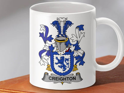 Creighton Surname Irish Family Crest Mug - Celtic Ancestry Gifts