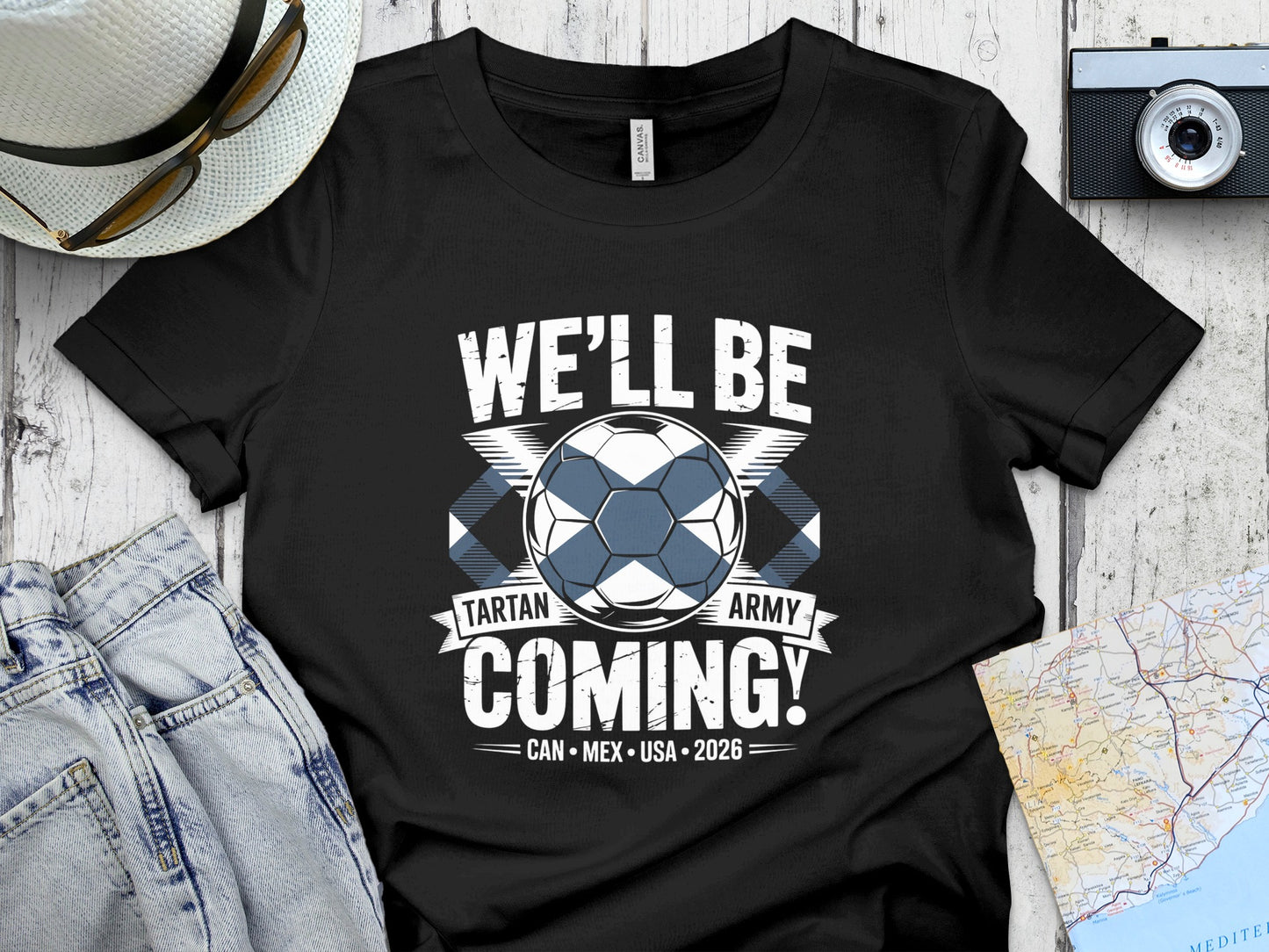 We'll Be Coming Tartan Army Soccer Fan T-shirt