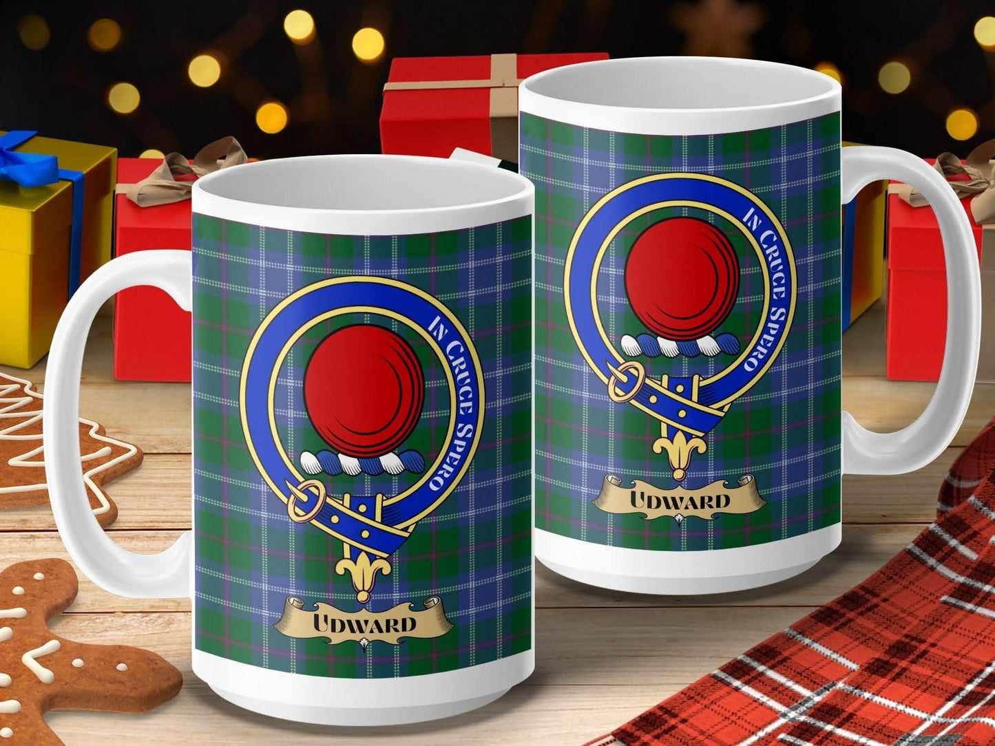 Festive Scottish Clan Udward Crest Plaid Mug product type