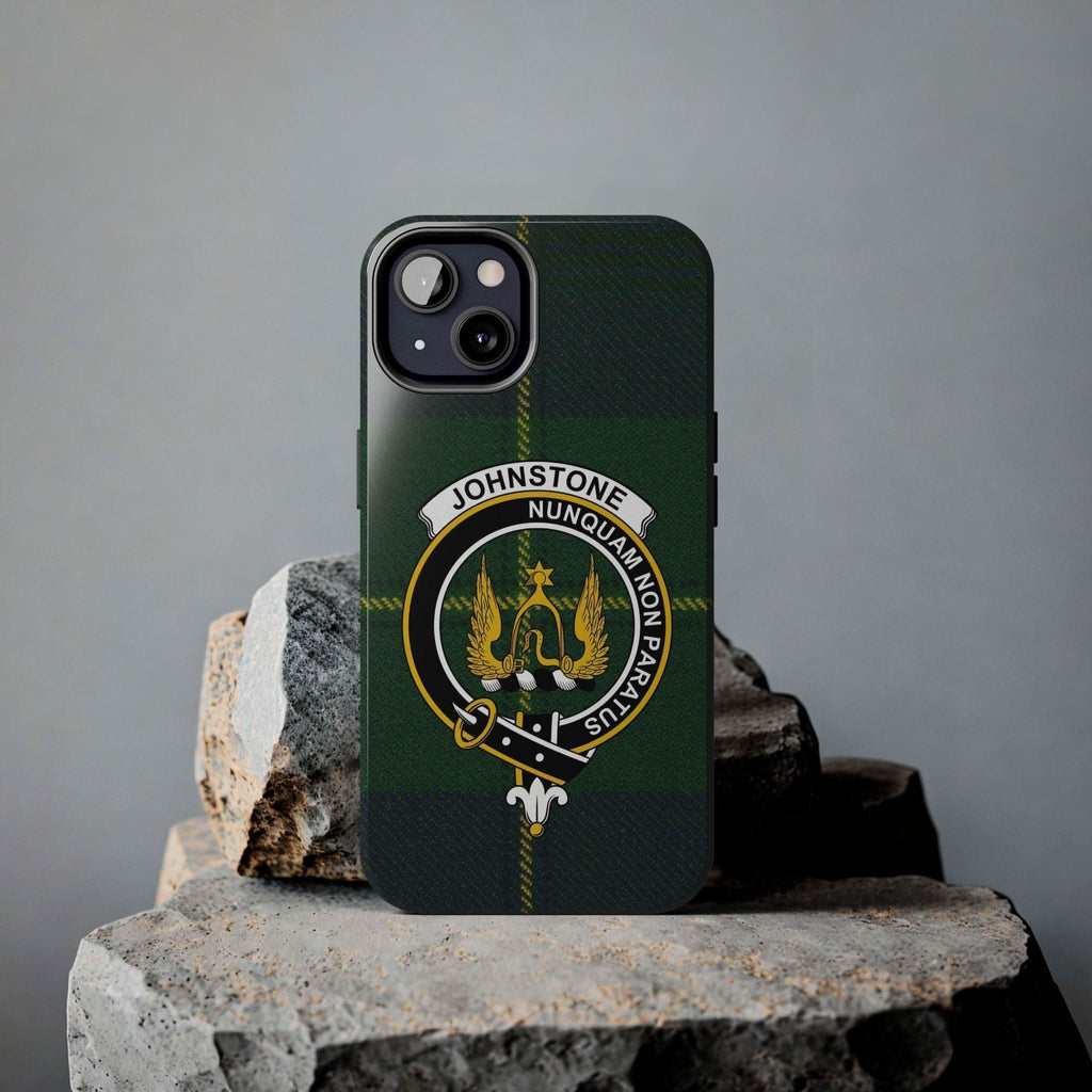 Johnstone Clan Crest Tartan Background Cell Phone Case - Celtic Ancestry Gifts