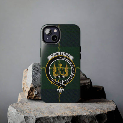 Johnstone Clan Crest Tartan Background Cell Phone Case - Celtic Ancestry Gifts