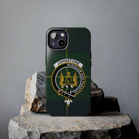 Johnstone Clan Crest Tartan Background Cell Phone Case - Celtic Ancestry Gifts