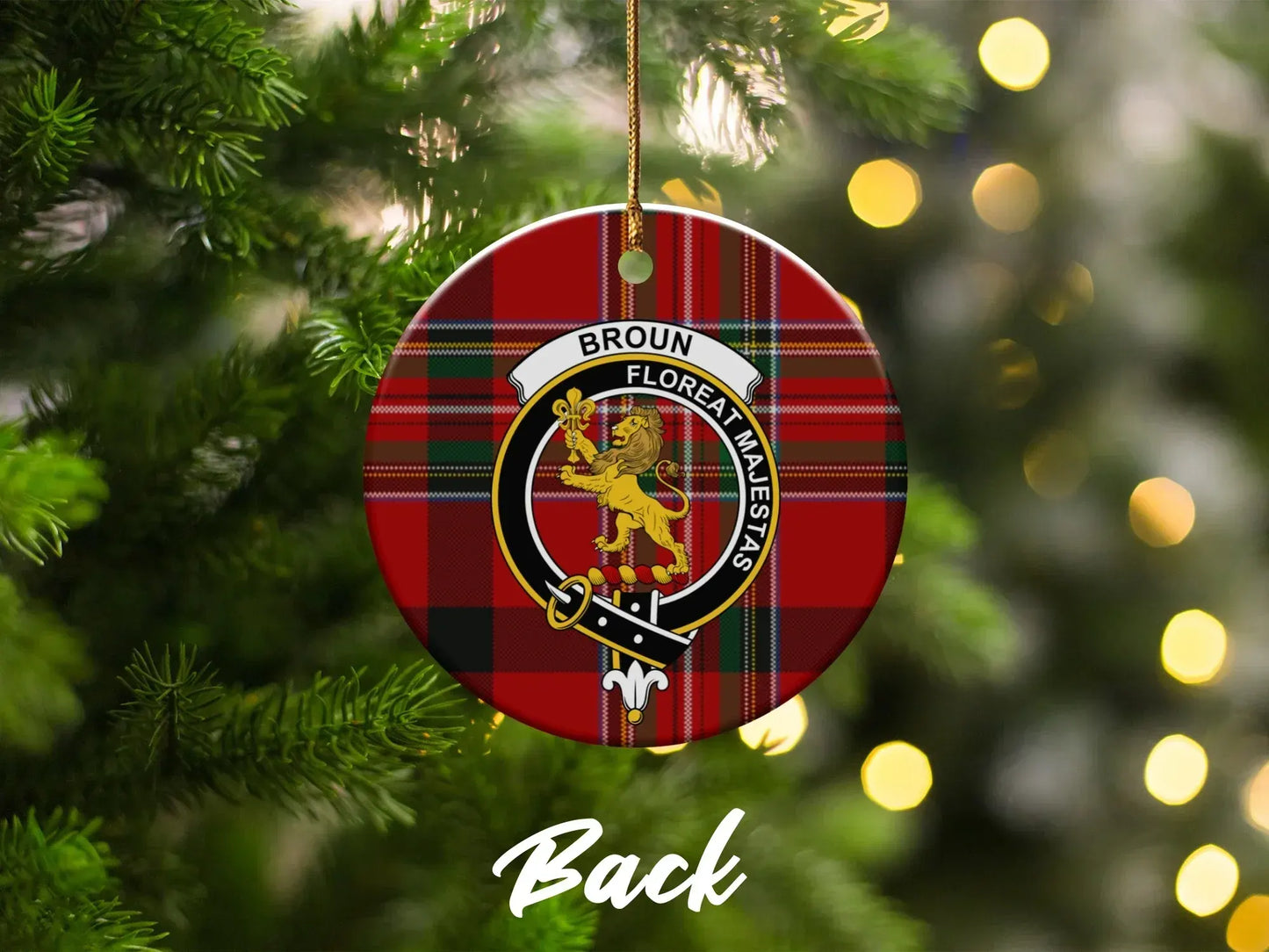Broun Floreat Majestas Tartan Christmas Ornament product