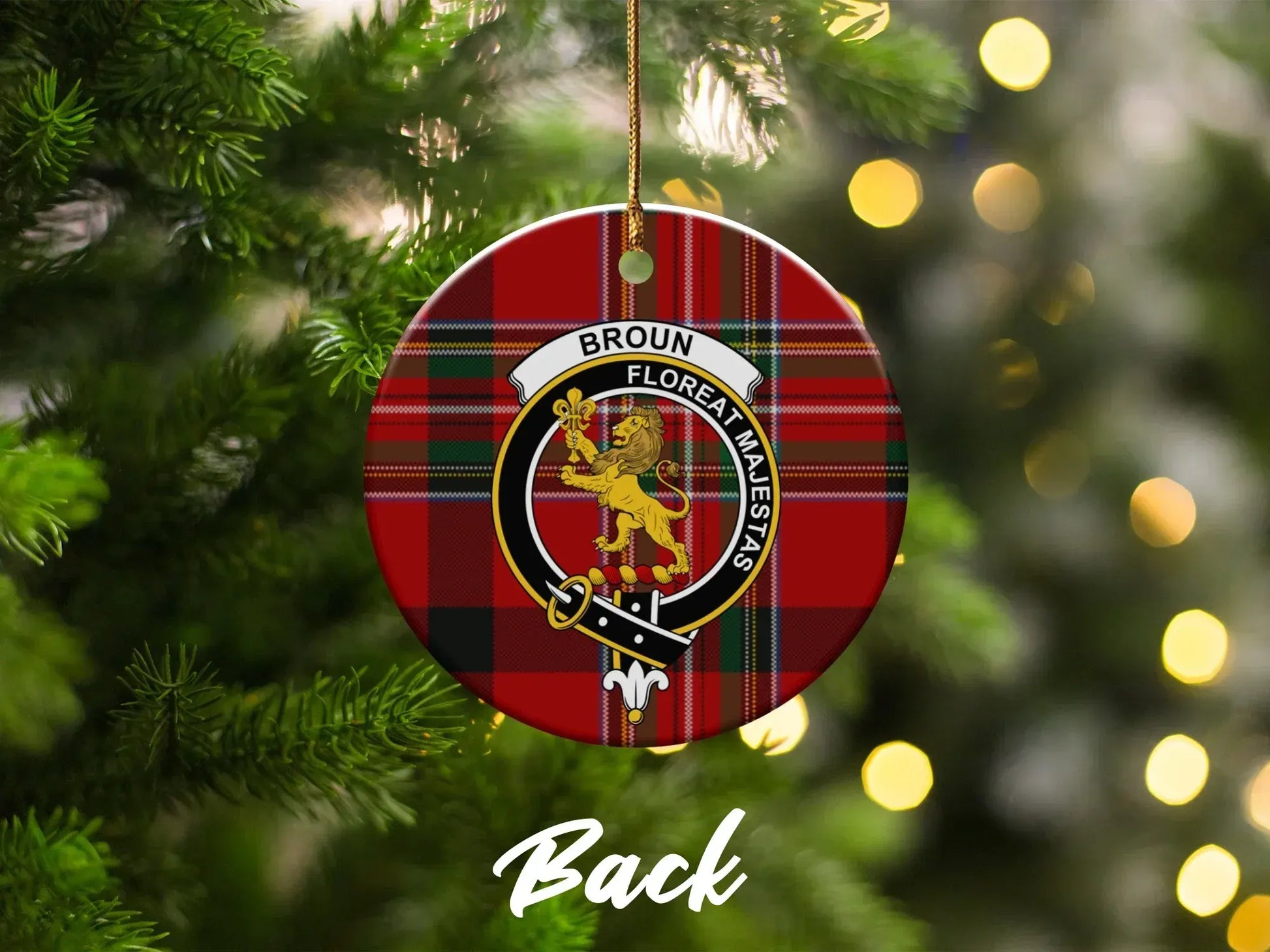 Broun Floreat Majestas Tartan Christmas Ornament product