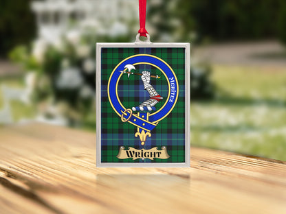 Wright Family Crest Green Plaid Background product