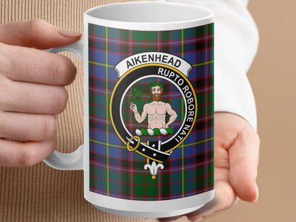 Aikenhead Clan Crest Tartan Pattern Coffee Mug - Living Stone Gifts