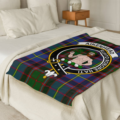 Scottish Clan Aikenhead Crest Tartan Throw Blanket - Living Stone Gifts