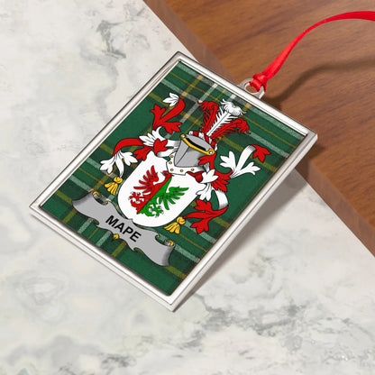 Mape Family Crest Ornament with Plaid Background product