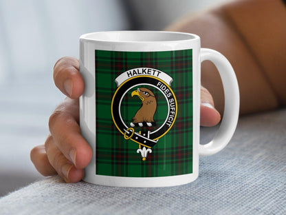 Scottish Halkett Clan Crest Green Plaid Tartan Mug - Living Stone Gifts