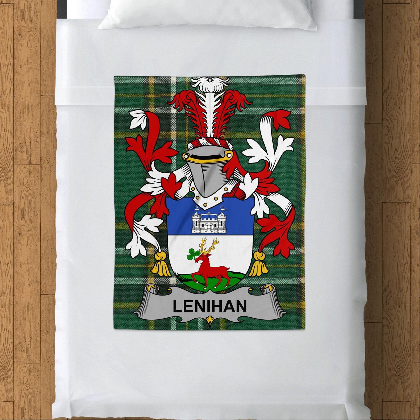 Lenihan Surname Irish Tartan Throw Blanket - Living Stone Gifts