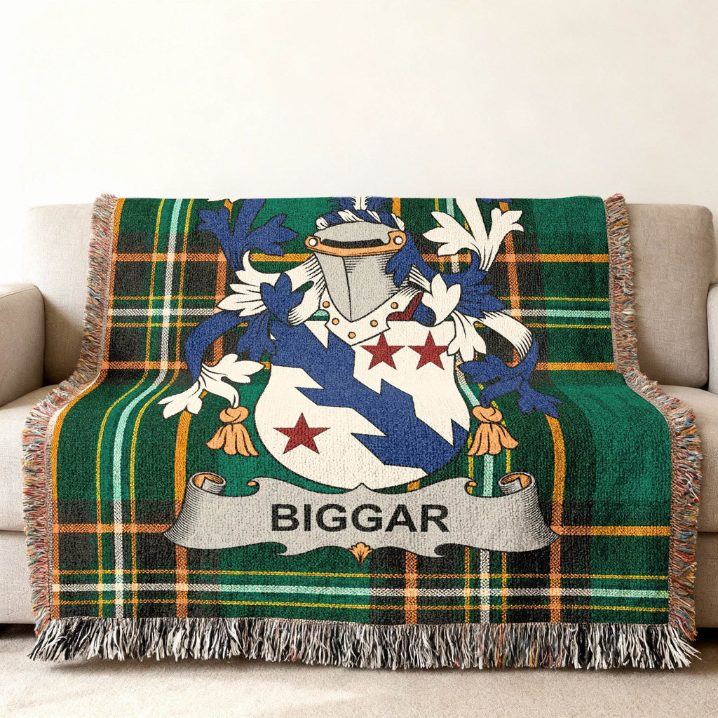 Biggar Family Crest Green Plaid Throw Blanket product type