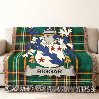 Biggar Family Crest Green Plaid Throw Blanket product type