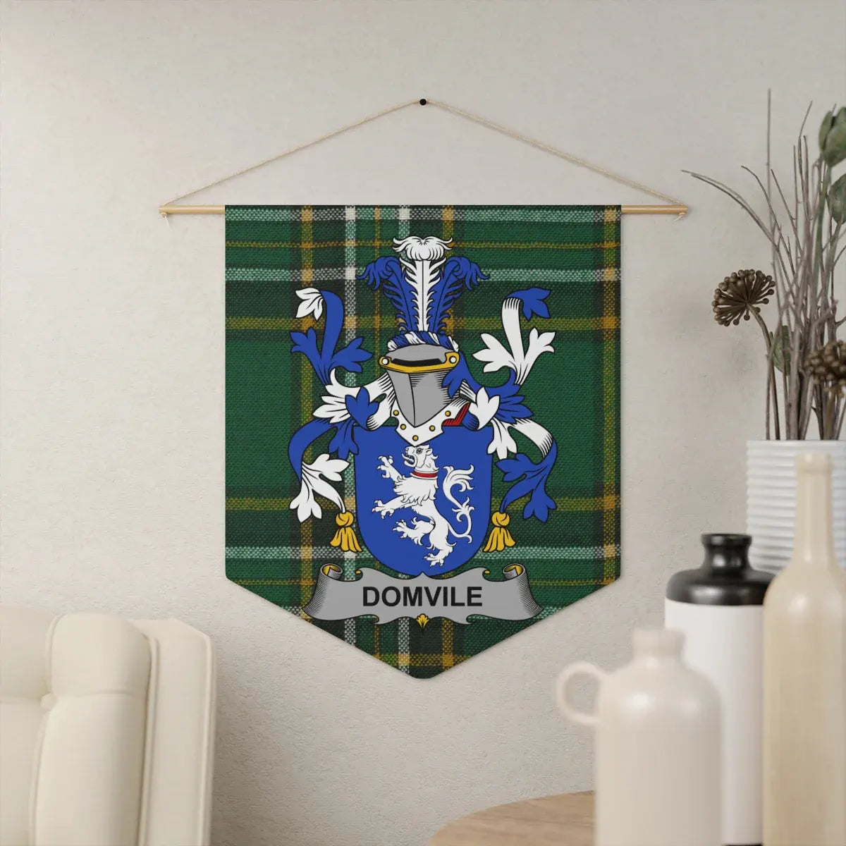 Custom Domvile Family Crest Tartan Wall Banner product