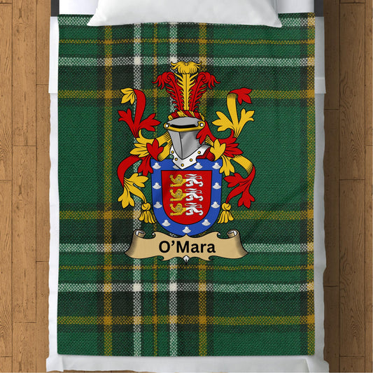 O'Mara Surname Irish Tartan Throw Blanket - Living Stone Gifts