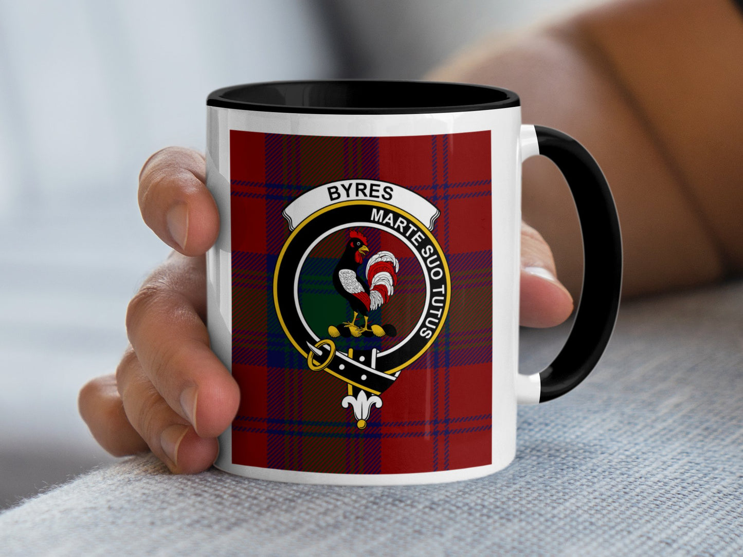 Bold Scottish Tartan Design With Rooster Crest Mug - Living Stone Gifts