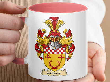 Molleson Family Crest Coat of Arms Ceramic Coffee Mug - Living Stone Gifts