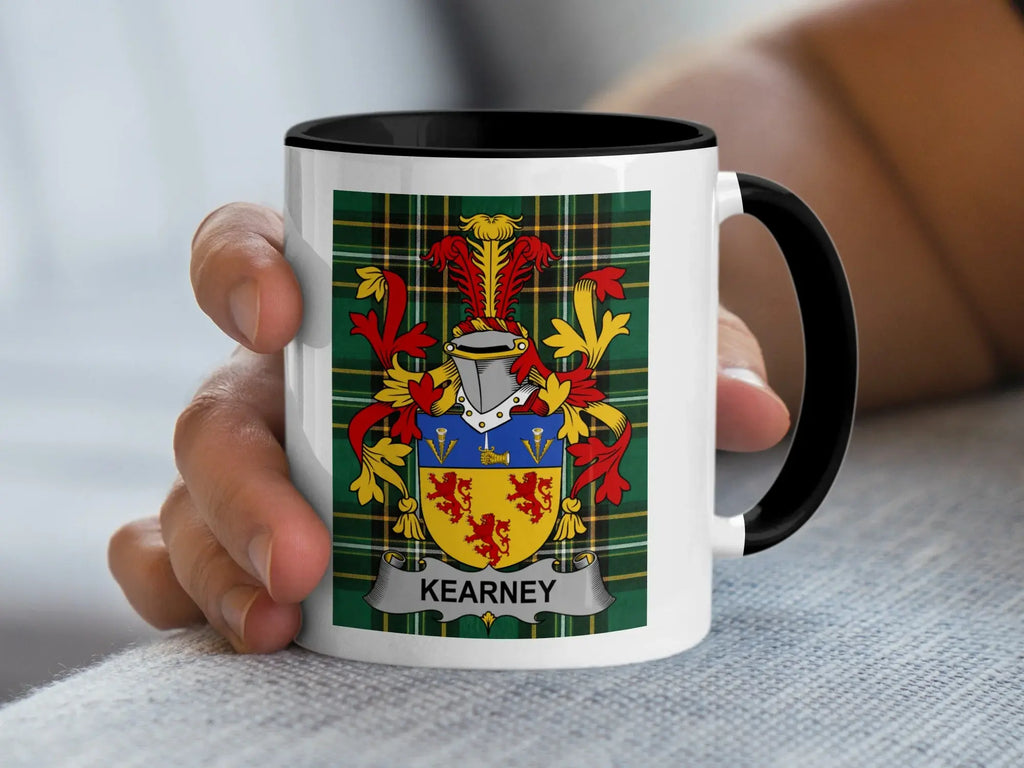 Kearney Irish family crest black accent mug