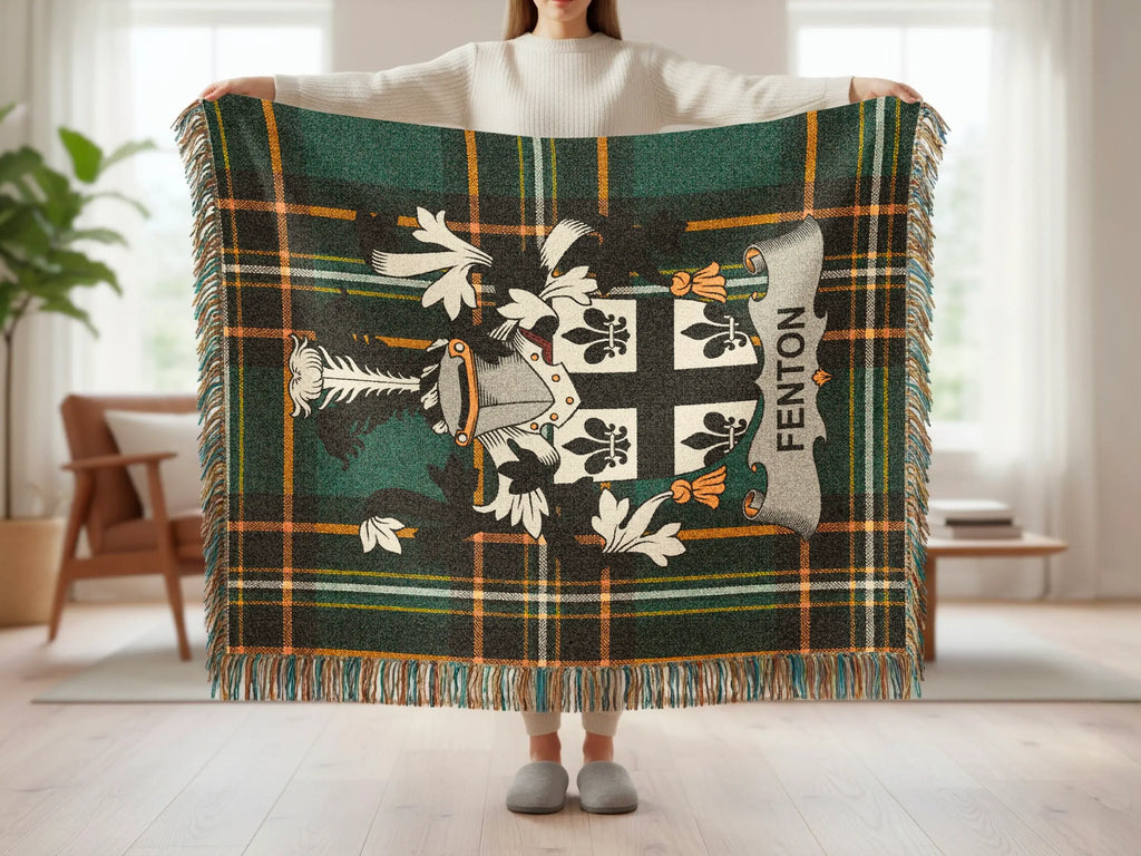 Fenton Plaid Coat Arms Green Blanket product type
