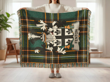 Fenton Plaid Coat Arms Green Blanket product type