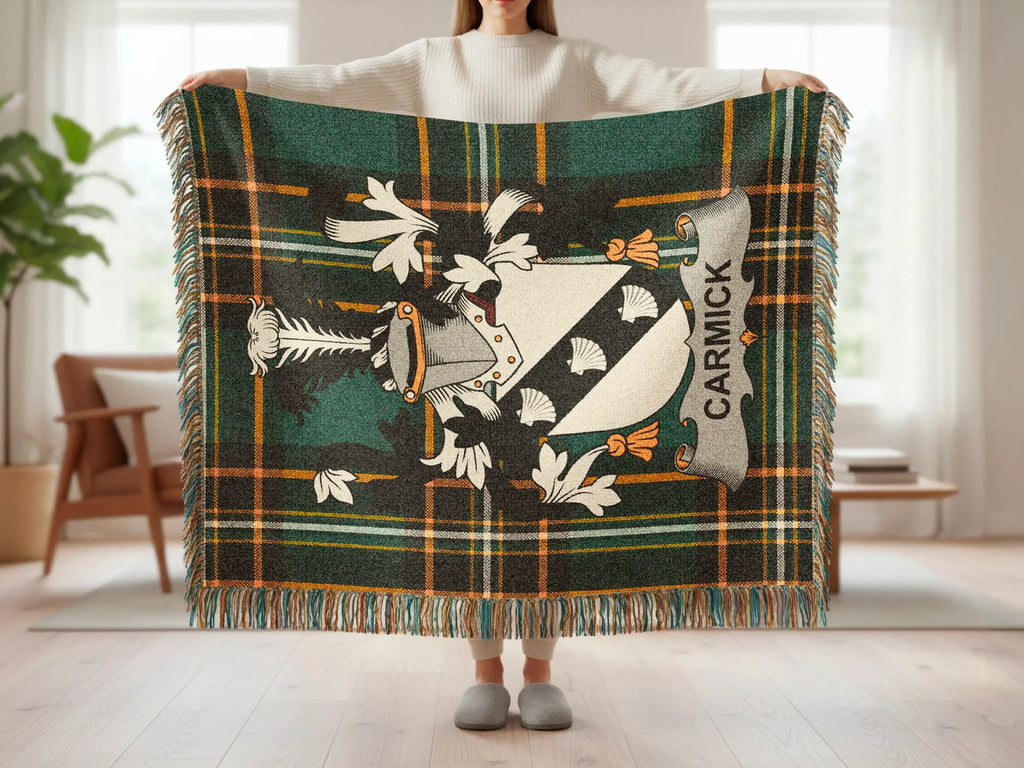 Carmick Crest Tartan Plaid Pattern Fringe Blanket product type