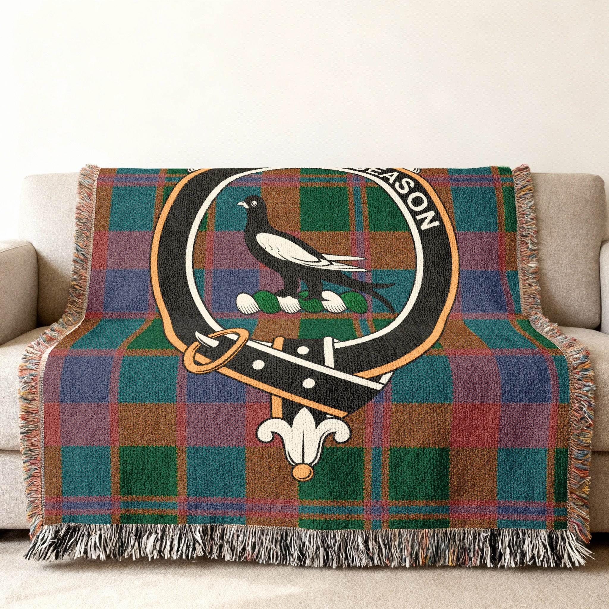 Crest with Bird Patterned Throw Blanket product