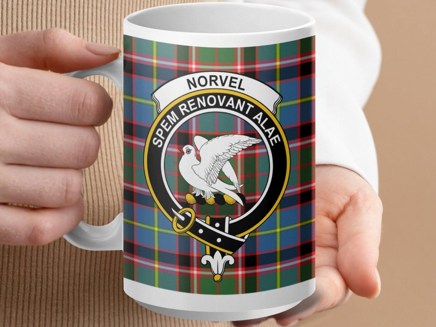 Clan Crest Coffee Mug with Tartan Pattern product