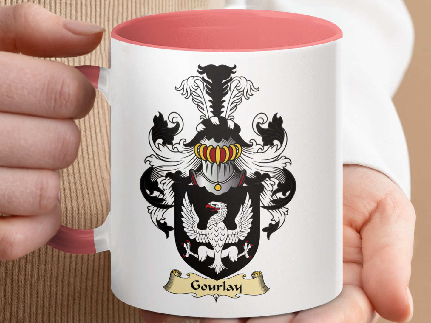 Gourlay Scottish Clan Coat of Arms Design Coffee Mug - Living Stone Gifts