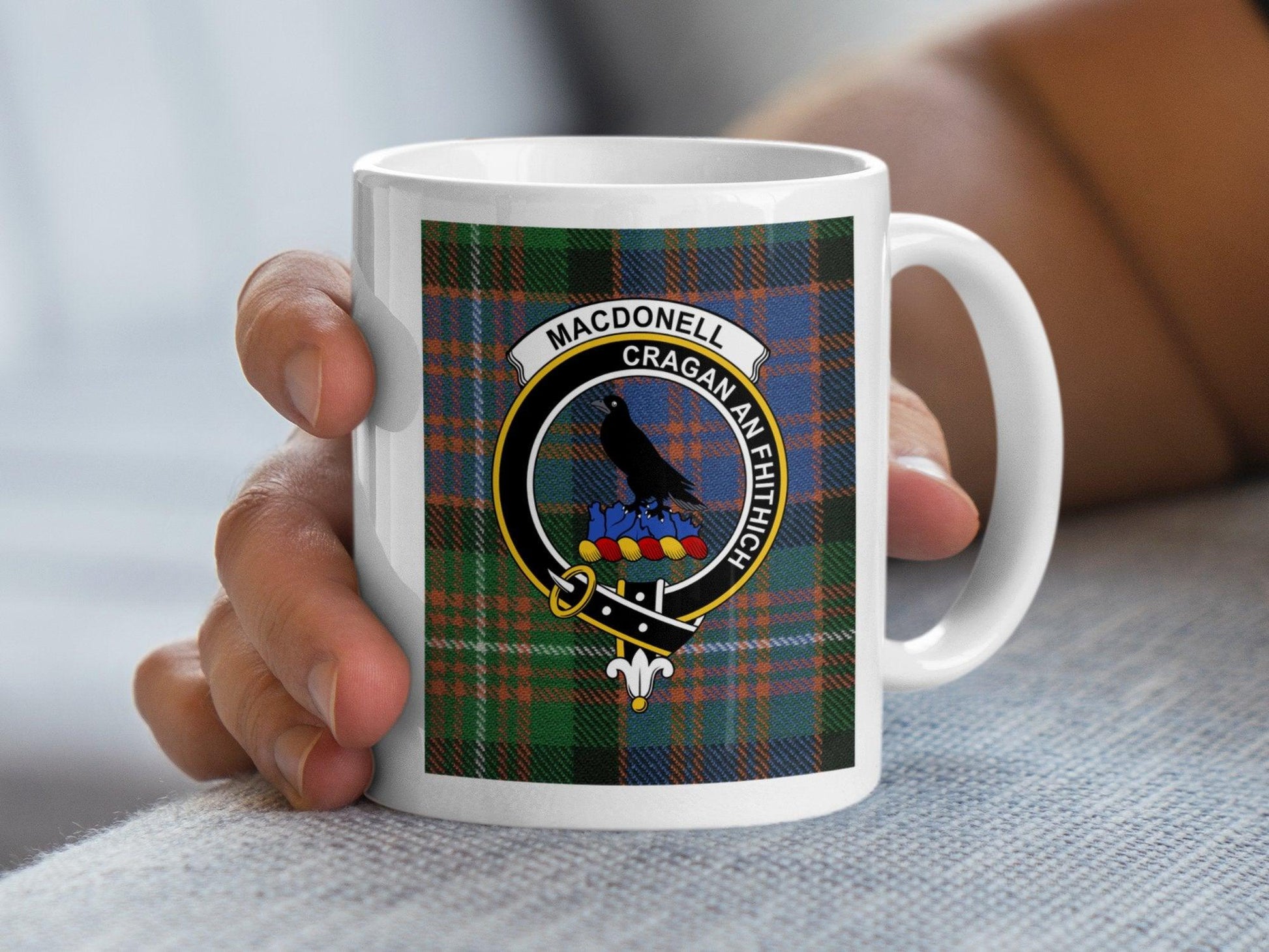 Macdonell Clan Crest Plaid Tartan Design Coffee Mug - Living Stone Gifts