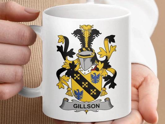 Gillson Surname Irish Family Crest Mug - Celtic Ancestry Gifts