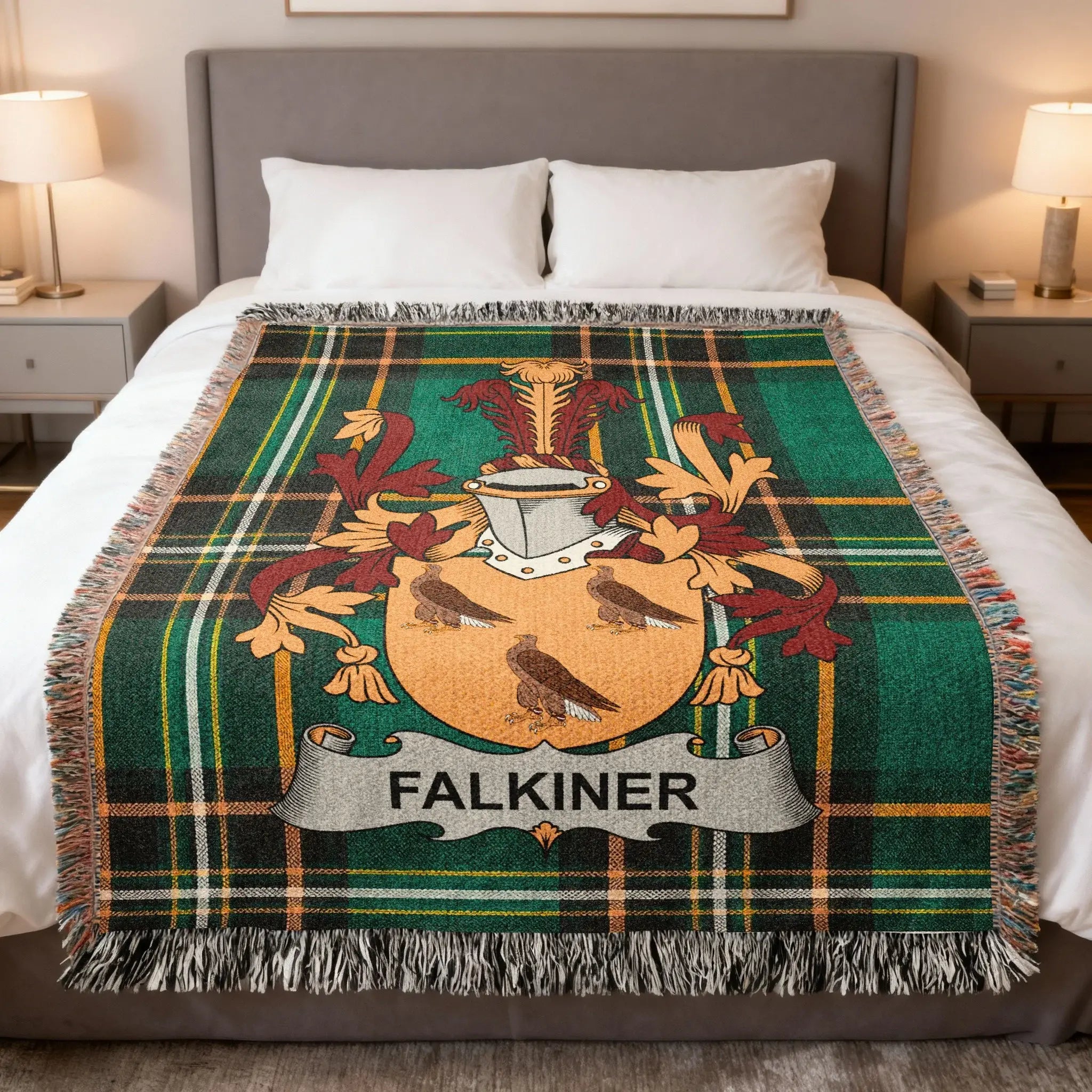 Falkiner Family Crest Plaid Throw Blanket product type