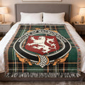 MacMurrogh Irish National Tartan woven blanket with family crest emblem