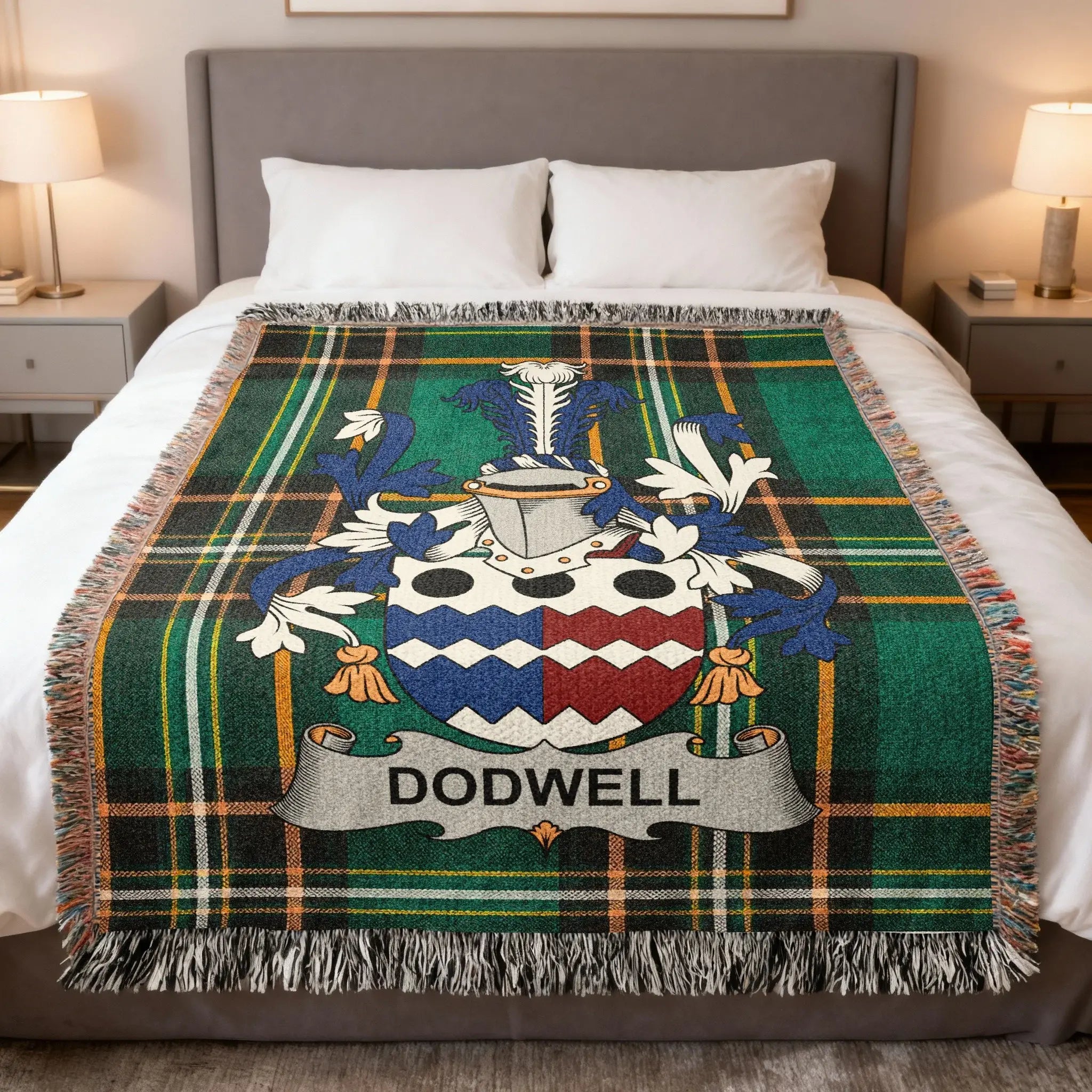 Dodwell Family Crest Plaid Throw Blanket product type