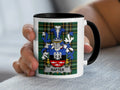 Rafter Irish family crest black accent mug with Irish National Tartan
