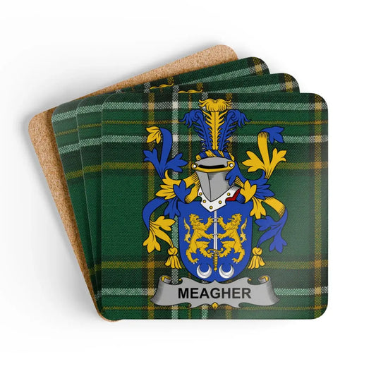 Family Crest Coasters with Meagher Plaid Design product type