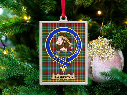 Haliburton Plaid Crest Christmas Tree Ornament product