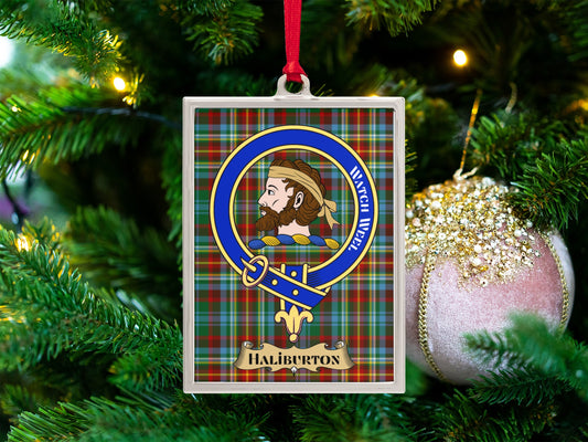 Haliburton Plaid Crest Christmas Tree Ornament product