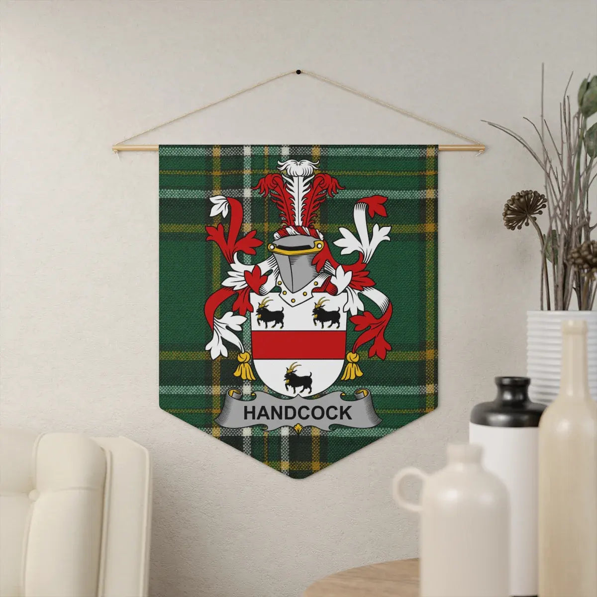Handcock Family Crest Plaid Wall Hanging product