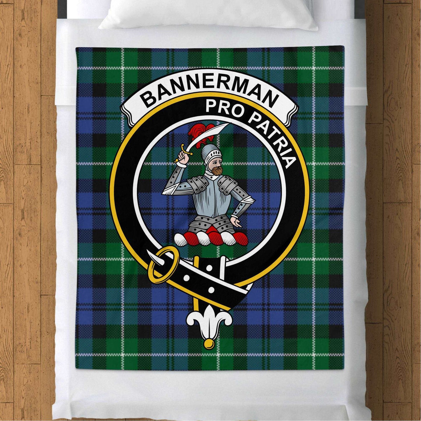 Bannerman Clan Scottish Tartan Crest Throw Blanket - Living Stone Gifts