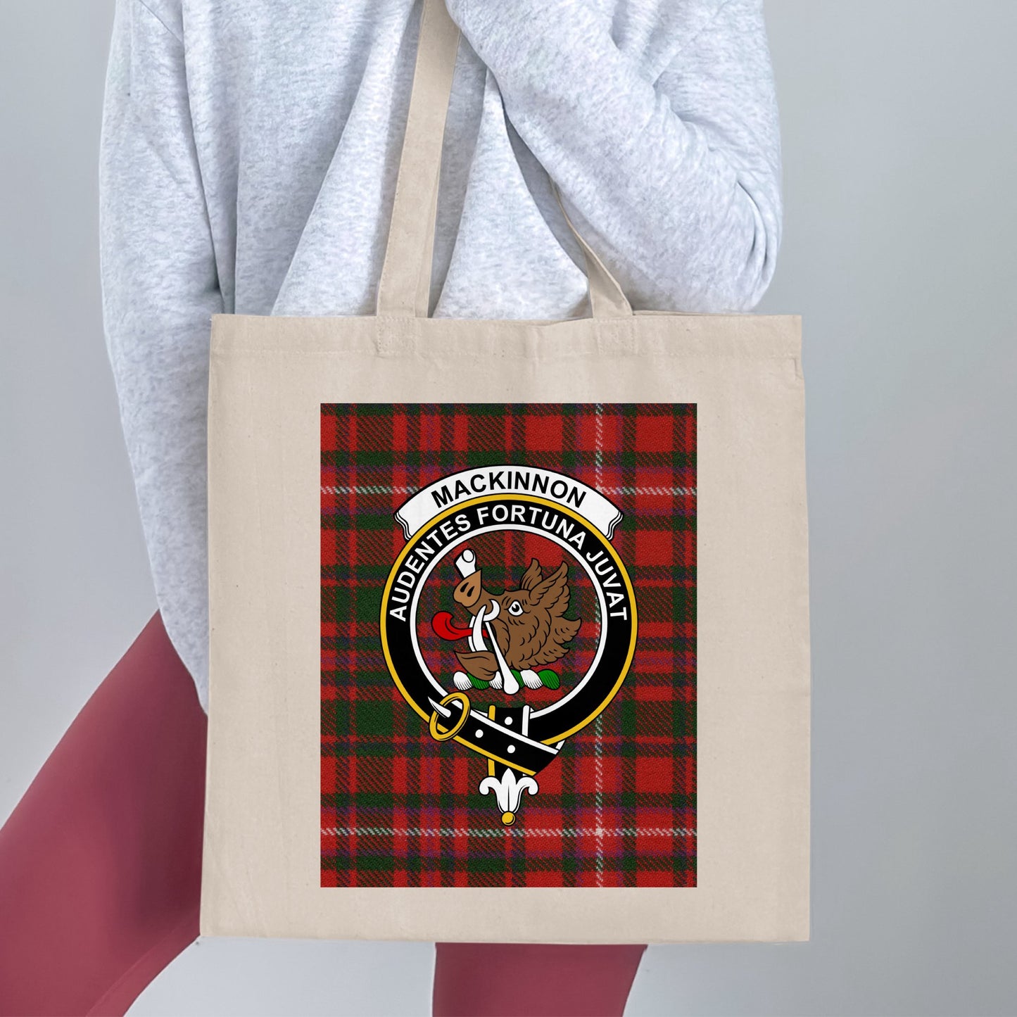 Clan Mackinnon Scottish Crest Tartan Tote Bag - Living Stone Gifts