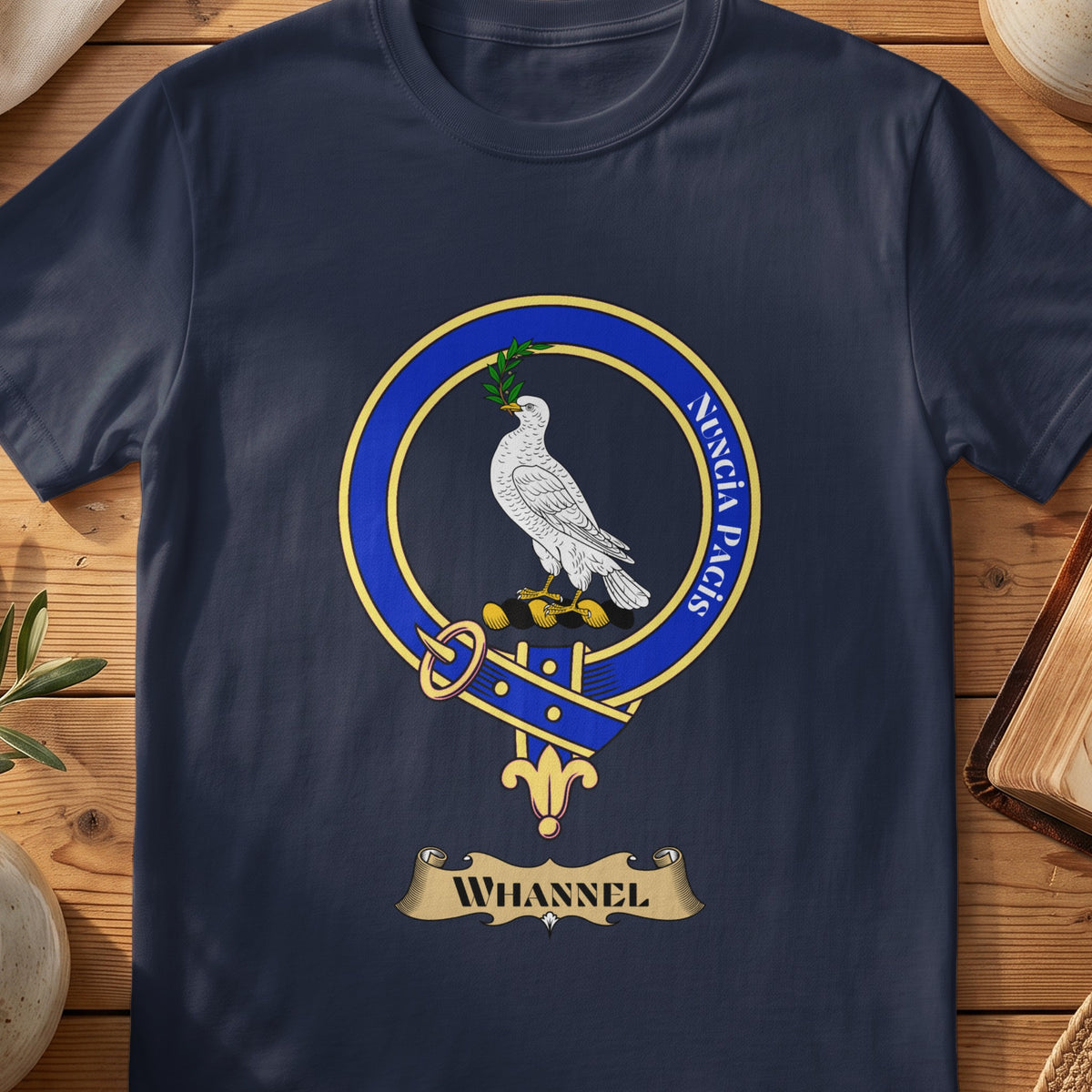 Whannel Scottish clan crest T-shirt in Navy