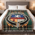 McEvoy Irish National Tartan woven blanket with family crest emblem