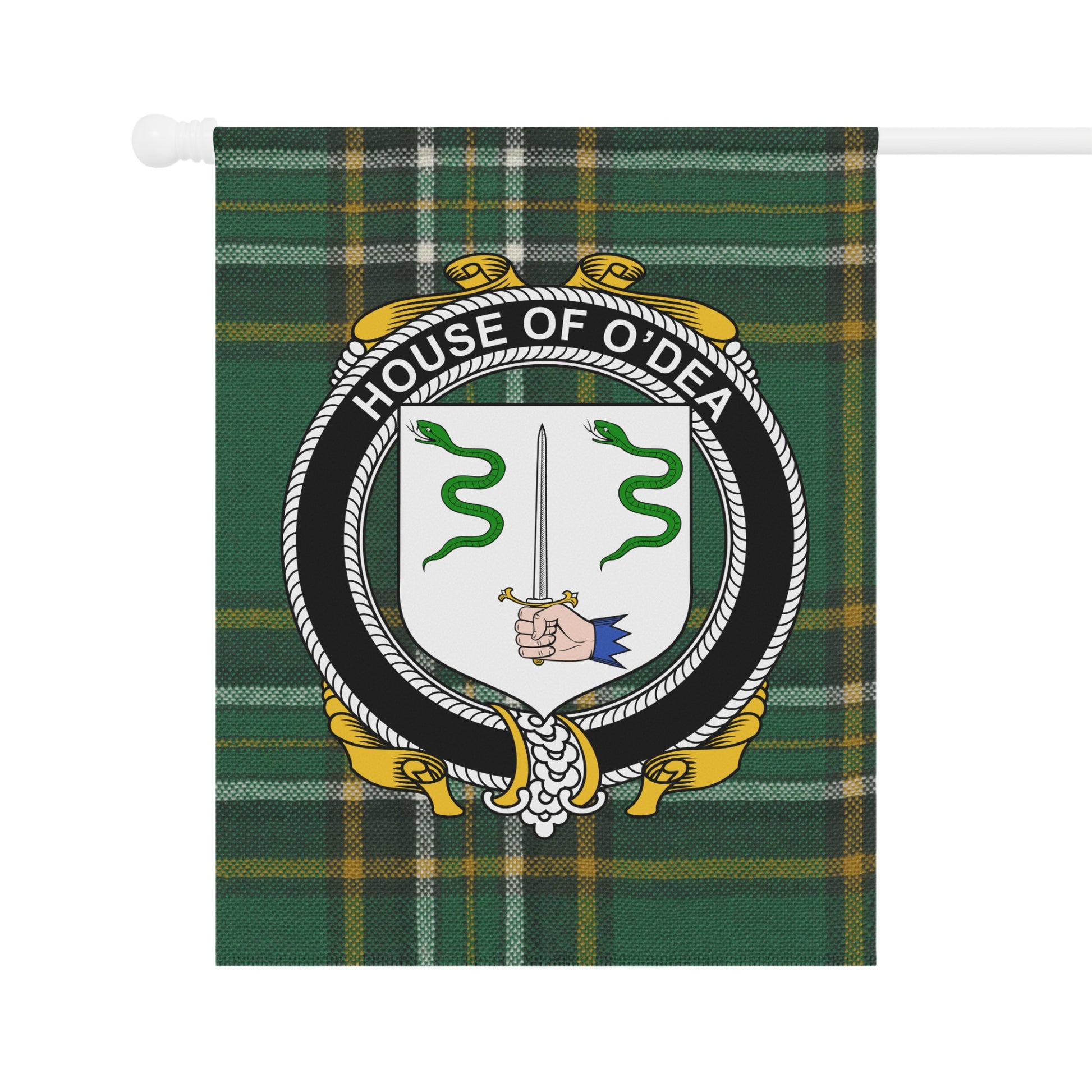 House of O'Dea Crest Plaid Background Flag