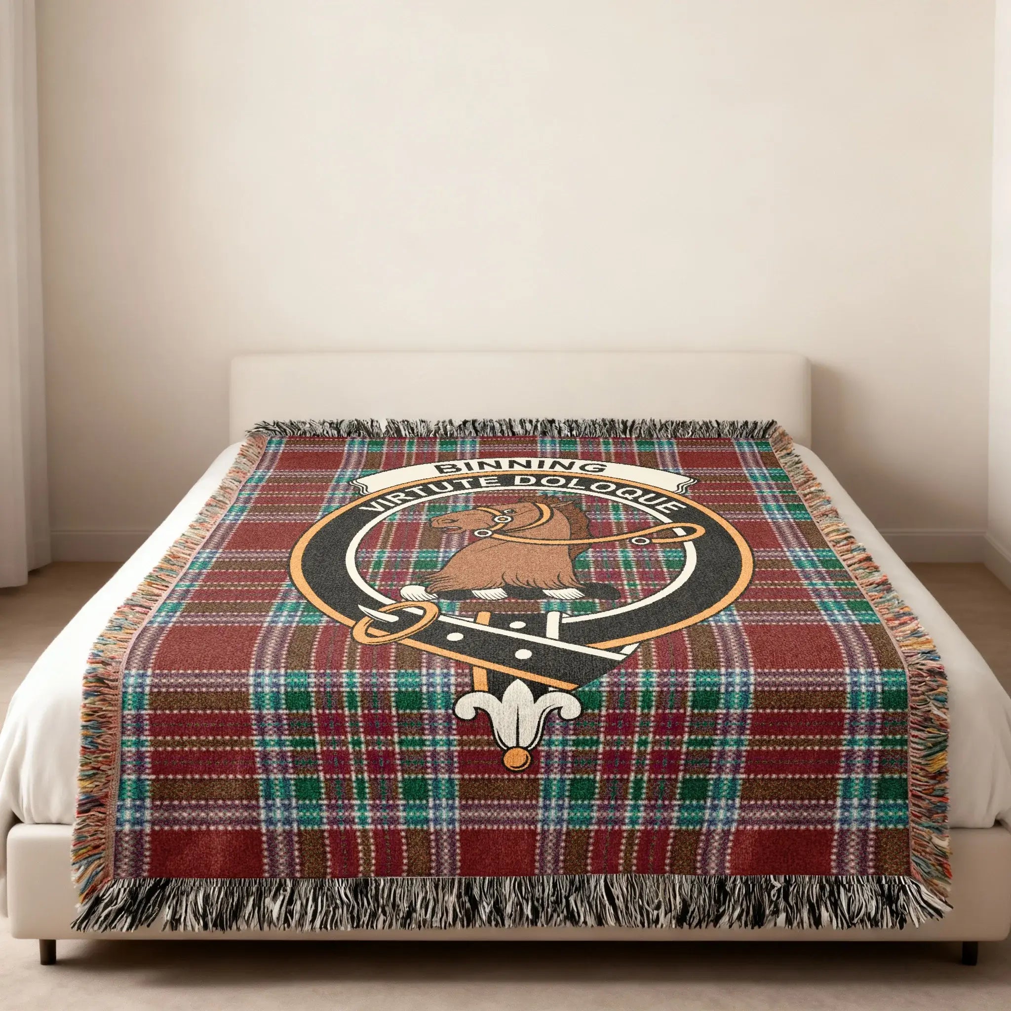 Binning Virtute Doloque Clan Crest Tartan Blanket
