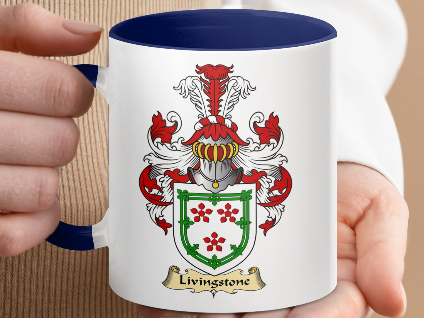 Clan Livingstone Scottish Coat of Arms Accent Mug - Living Stone Gifts