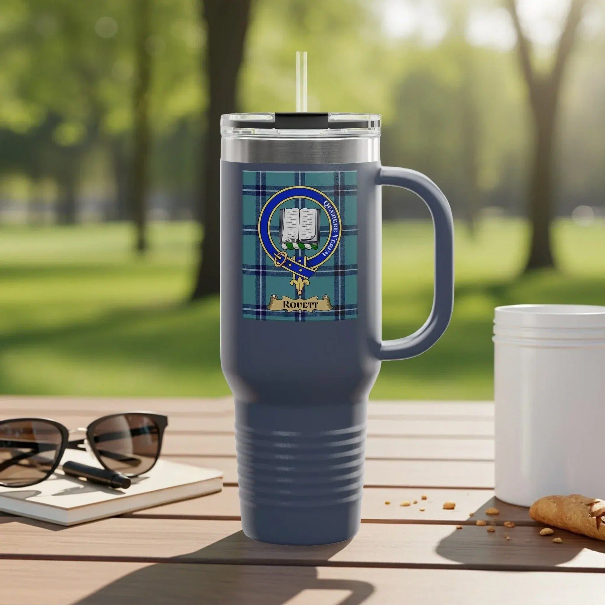 Custom Plaid Tumbler With Handle For Studious Look product