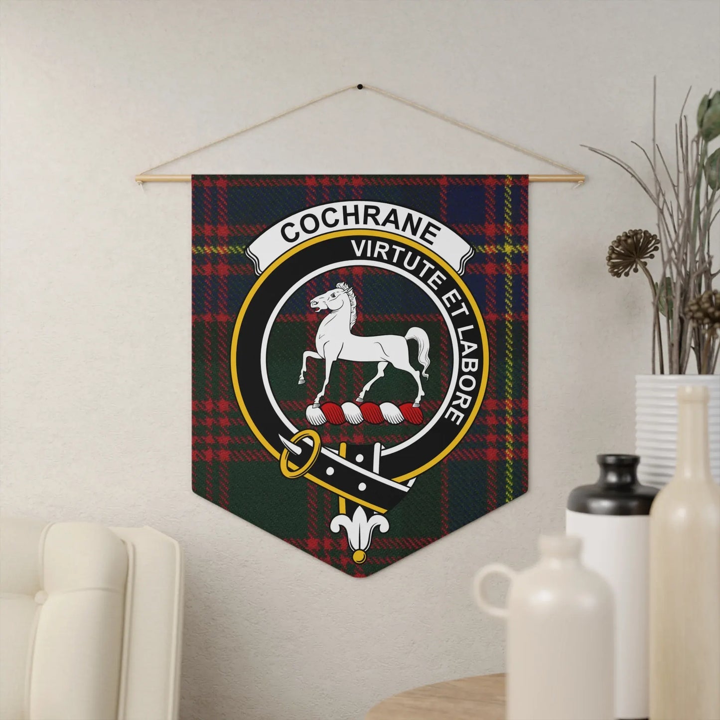 Custom Cochrane Virtute Et Labore Tartan Banner product