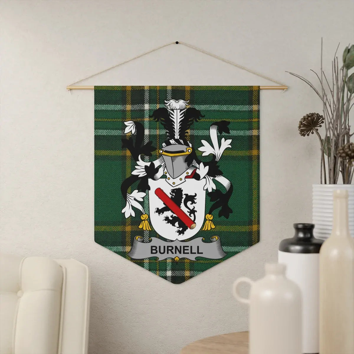 Burnell Family Crest Hanging Wall Tapestry product type