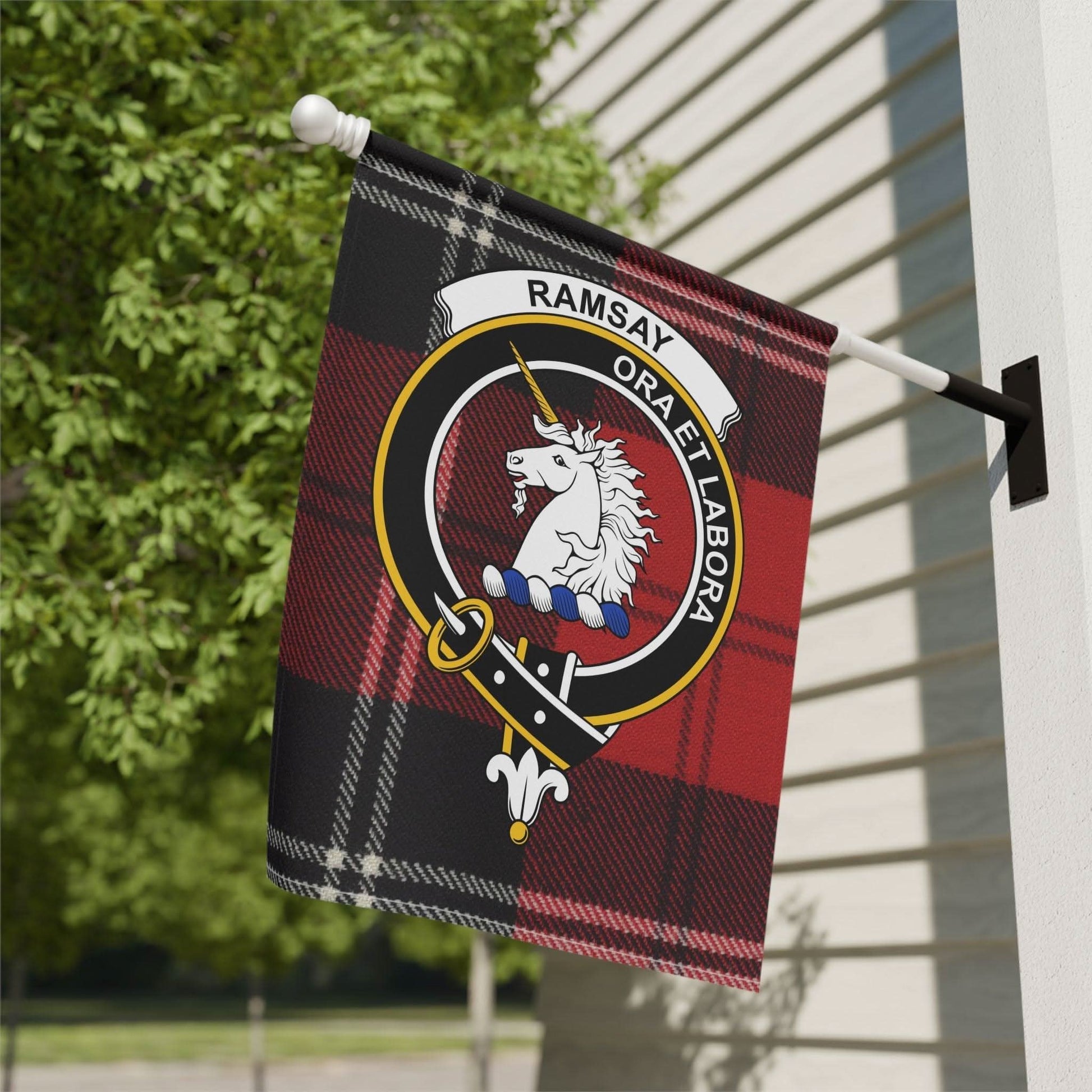 Ramsay Clan Scottish Tartan Crest Garden Flag - Celtic Ancestry Gifts
