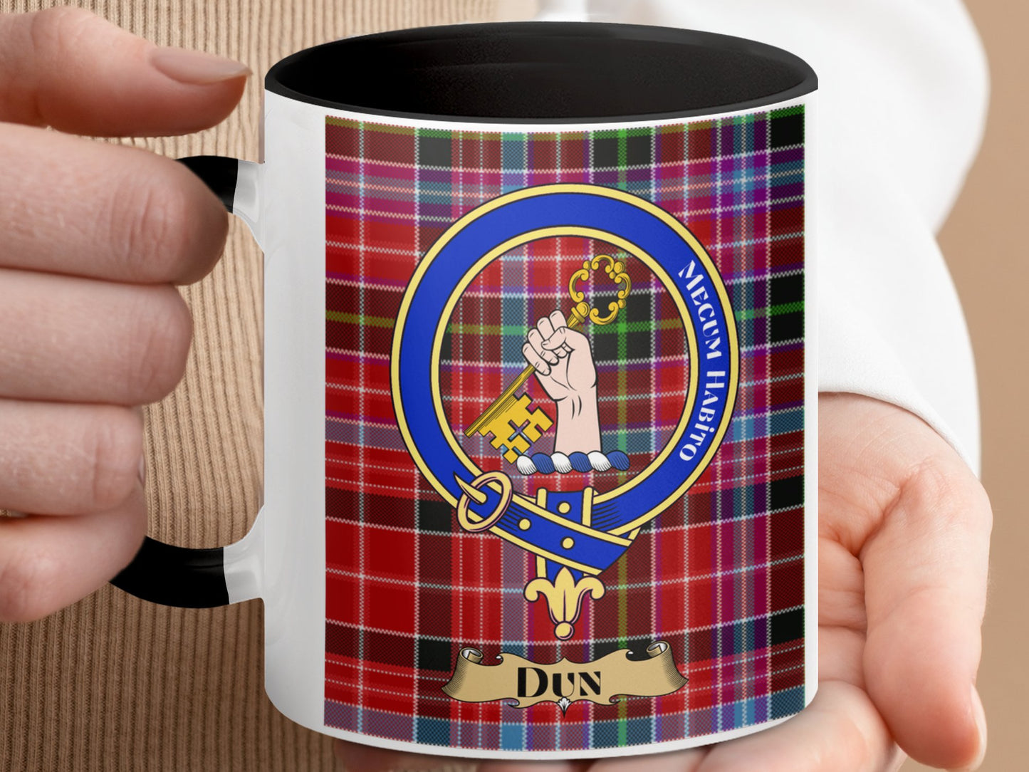 Clan Fergusson Scottish Tartan Crest Dun Mug - Living Stone Gifts