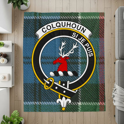 Colquhoun Tartan Blanket with Crest Design product type